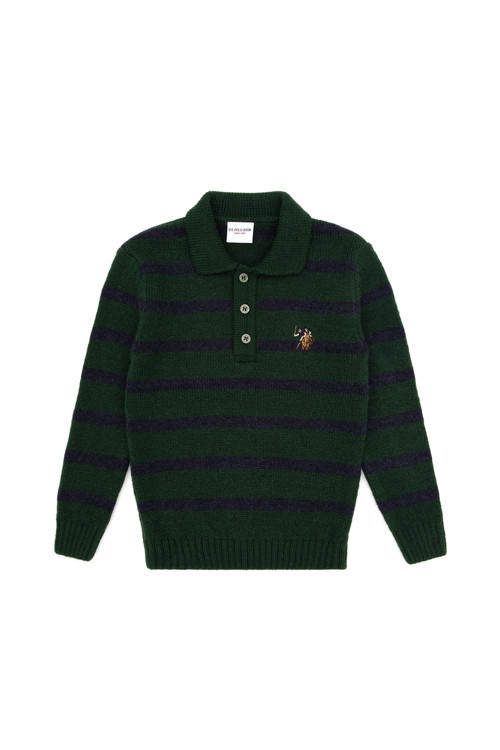 Erkek Çocuk Yeşil Polo Yaka Kazak 50315627-VR054