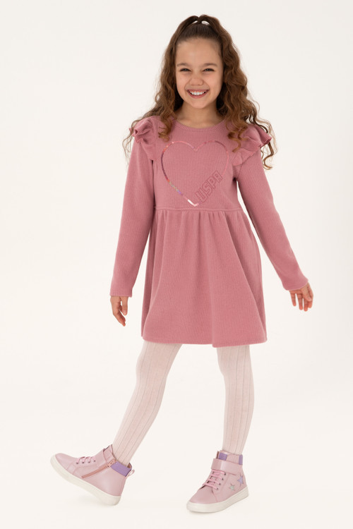 Kız Çocuk Pembe Örme Elbise 50318088-VR167