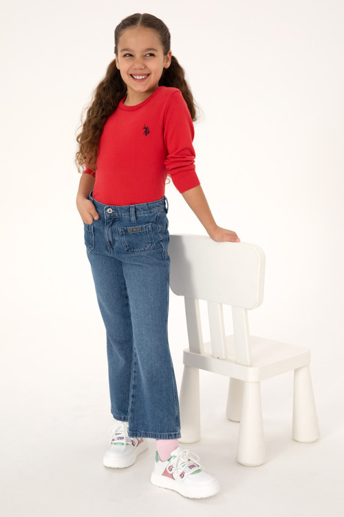 Kız Çocuk Açık Mavi Flare Fit Jean Pantolon 50317882-DN0003