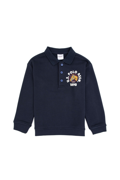 Erkek Çocuk Açık Lacivert Polo Yaka Sweatshirt 50316597-VR059
