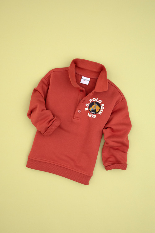 Erkek Çocuk Gül Kurusu Polo Yaka Sweatshirt 50316597-VR026