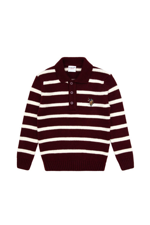Erkek Çocuk Bordo Polo Yaka Kazak 50315627-VR014