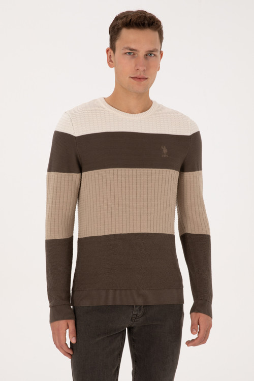 Erkek Regular Fit Bisiklet Yaka Vizon Sweatshirt 50307828-VR052