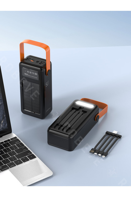 50000 mAh Solar Güneş Enerjili Powerbank - Dijital Göstergeli Led Fenerli Taşınabilir Kampçı Batarya