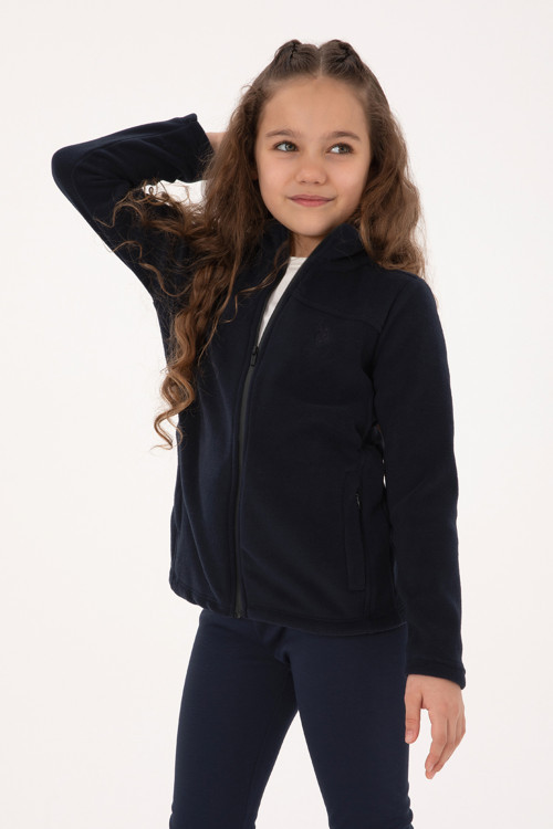 Kız Çocuk Açık Lacivert Fermuarlı Polar Sweatshirt 50317875-VR059