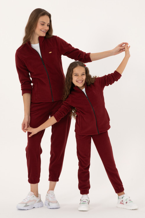 Kız Çocuk Bordo Fermuarlı Polar Sweatshirt 50317875-VR014