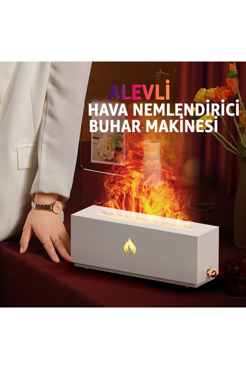 Şömine Aroma Difüzör – RGB Alev Efektli Ultrasonik Hava Nemlendirici ve Buhar Makinesi
