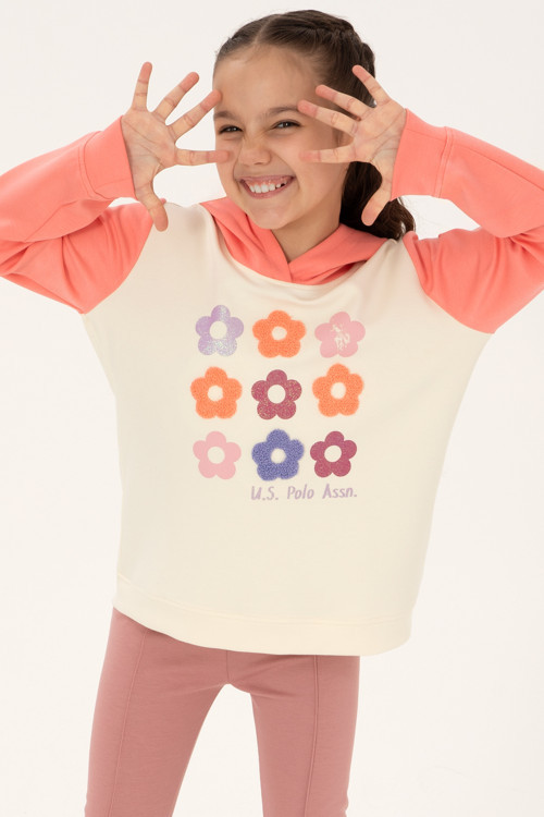 Kız Çocuk Neon Pembe Kapüşonlu Sweatshirt 50318011-VR105