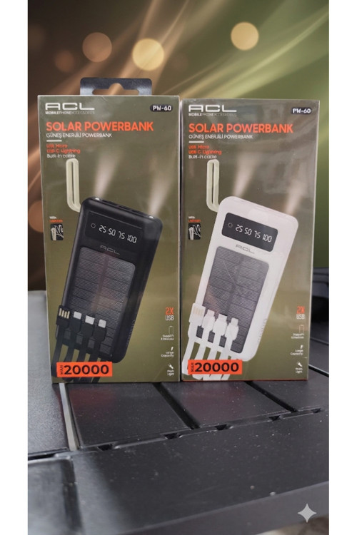 20.000 MAH Solar Güneş Enerjili Powebank - ACL