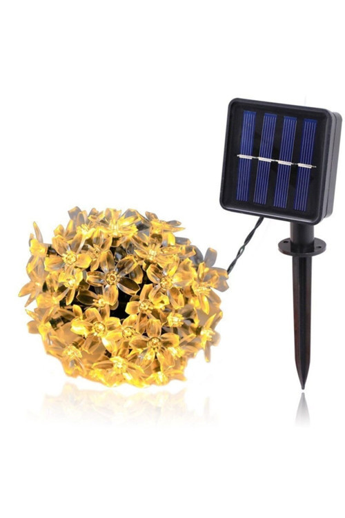 50 LED’li 7 Metre Sarı Çiçek Şöleni Solar Bahçe Süsleme Ledi -8 Farklı Mod- Güneş Enerjili Led Işık