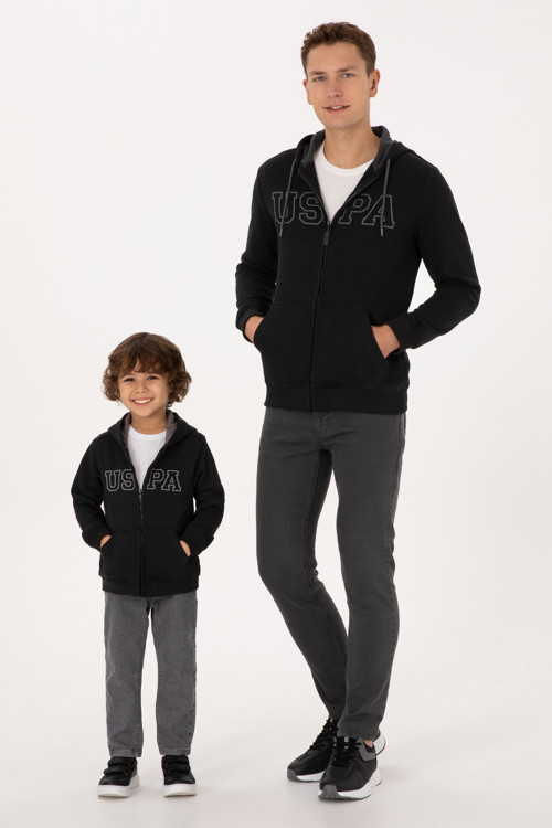 Erkek Regular Fit Fermuarlı Kapüşonlu Siyah Örme Hırka 50313719-VR046