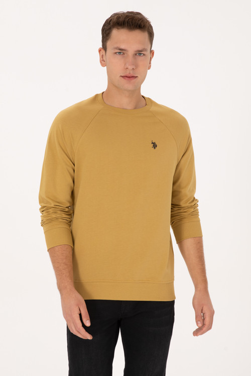 Erkek Regular Fit Bisiklet Yaka Hardal İnce Basic Sweatshirt 50313752-VR151