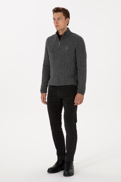Erkek Slim Fit Gri Kanvas Pantolon 50310150-VR024