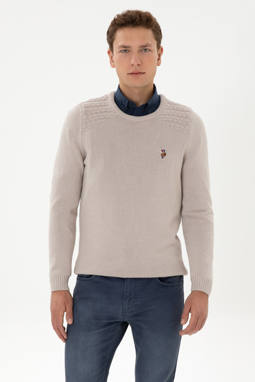 Erkek Slim Fit Bisiklet Yaka Taş Kazak 50314975-VR049