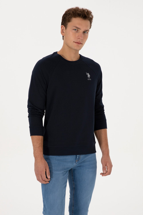 Erkek Regular Fit Bisiklet Yaka Lacivert Basic Sweatshirt 50308103-VR033