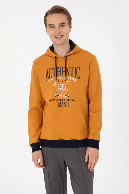 Erkek Regular Fit Kapüşonlu Hardal Sweatshirt 50309008-VR072