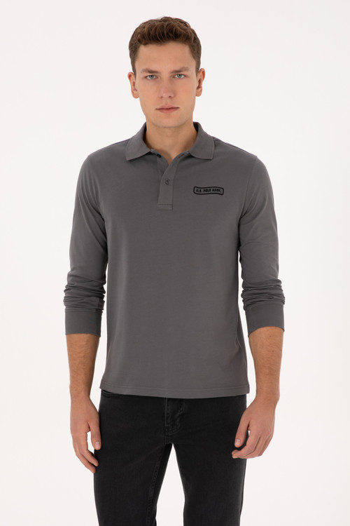 Erkek Regular Fit Polo Yaka Gri Sweatshirt 50315454-VR024