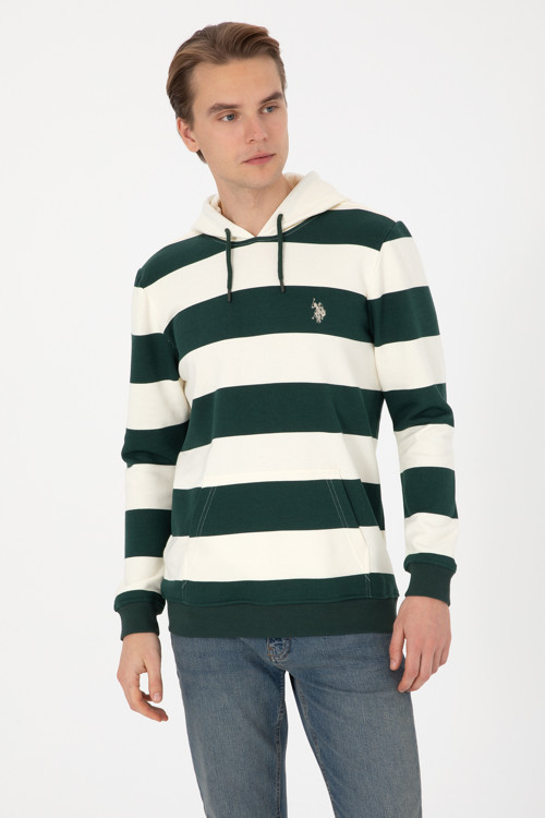 Erkek Regular Fit Kapüşonlu Koyu Yeşil Sweatshirt 50316366-VR079