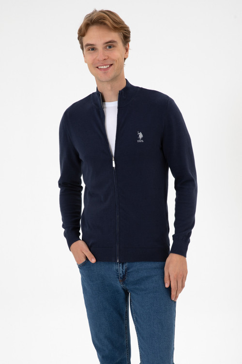 Erkek Slim Fit Lacivert Triko Hırka 50313684-VR033