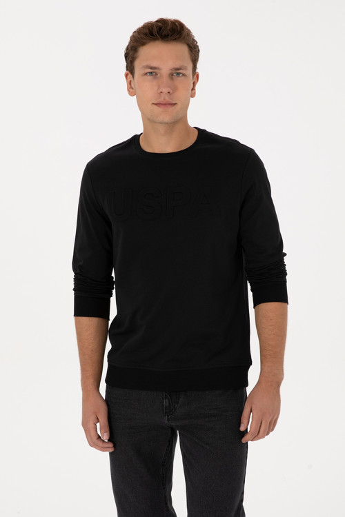 Erkek Regular Fit Bisiklet Yaka Siyah Basic Sweatshirt 50307793-VR046