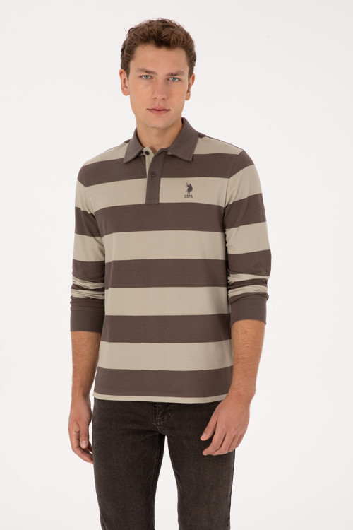 Erkek Regular Fit Polo Yaka Vizon Sweatshirt 50316467-VR052