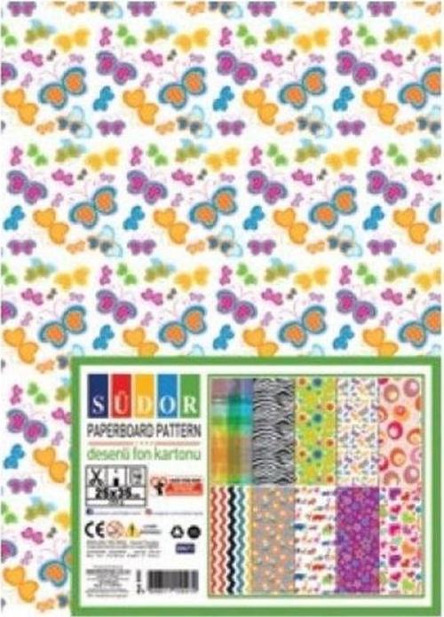 Desenli Fon Kartonu 25x35 cm 250 gr 10 Desen