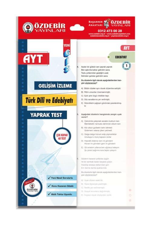 Özdebir Yayınları Ayt Edebiyat Gelişim İzleme Yaprak Test 