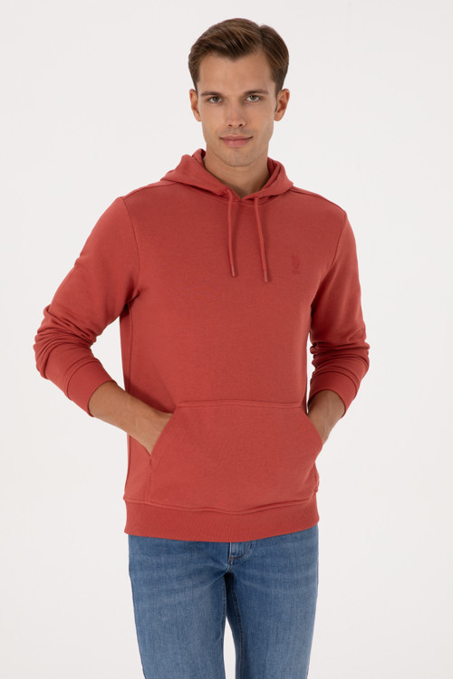Erkek Regular Fit Kapüşonlu Gül Kurusu Basic Sweatshirt 50313720-VR026