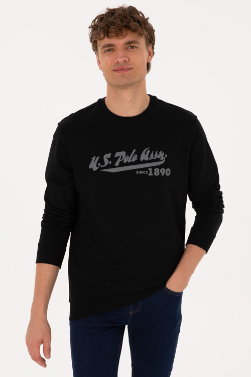 Erkek Bisiklet Yaka Regular Fit Siyah İnce Sweatshirt 50316315-VR046