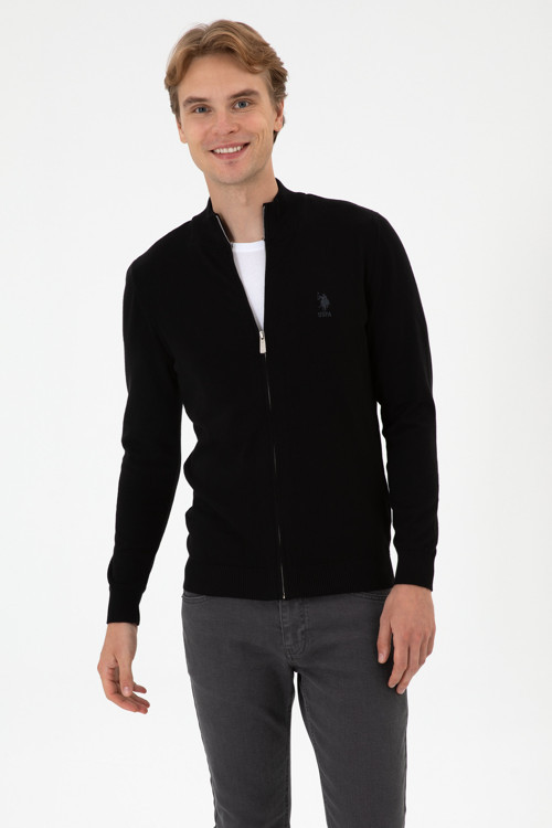 Erkek Slim Fit Siyah Triko Hırka 50313684-VR046