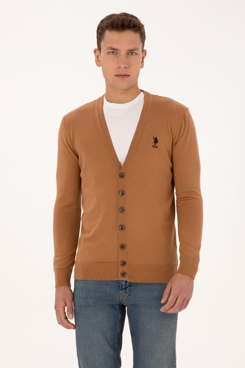 Erkek Camel Basic Triko Hırka 50313702-VR233