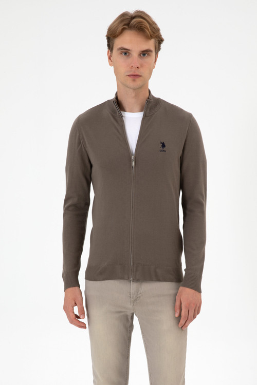 Erkek Slim Fit Vizon Triko Hırka 50313684-VR052