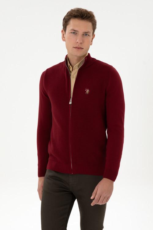 Erkek Bordo Basic Triko Hırka 50317151-VR014