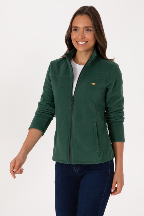 Kadın Koyu Yeşil Fermuarlı Dik Yaka Polar Sweatshirt 50316729-VR079