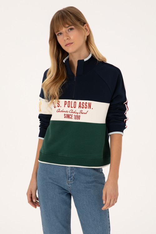 Kadın Lacivert Fermuarlı Dik Yaka Sweatshirt 50311024-VR033