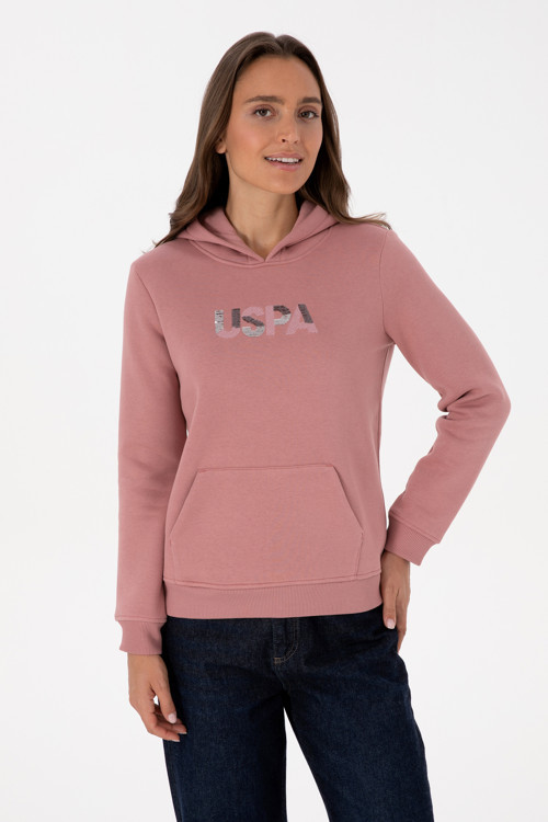 Kadın Gül Kurusu Kapüşonlu Basic Sweatshirt 50307711-VR221
