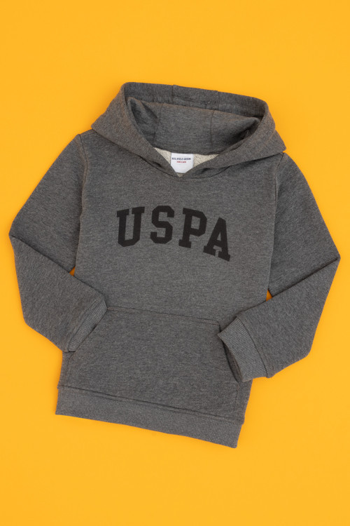 Erkek Çocuk Antrasit Melanj Kapüşonlu Basic Sweatshirt 50314005-VR081