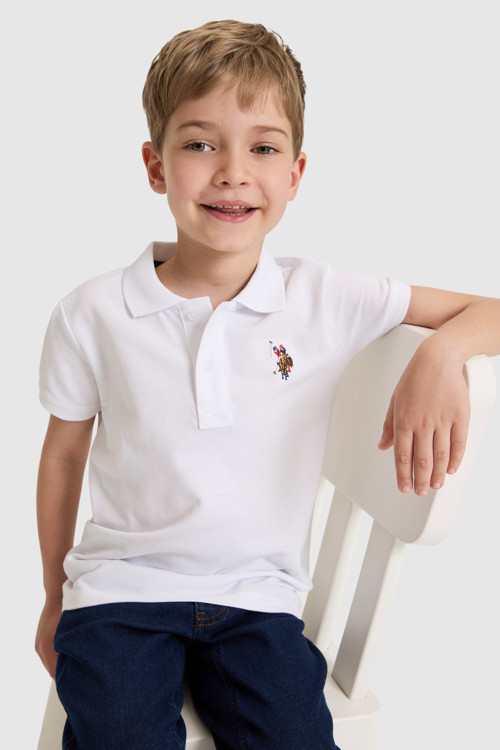 Erkek Çocuk Beyaz Polo Yaka Basic Tişört 50325608-VR013