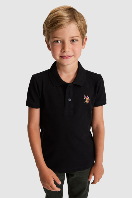 Erkek Çocuk Siyah Polo Yaka Basic Tişört 50325608-VR046