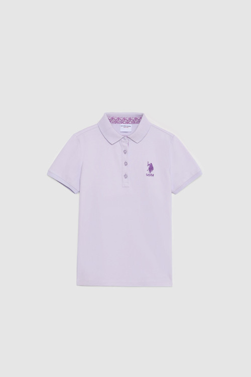 Kız Çocuk Lila Polo Yaka Basic Tişört 50320287-VR034