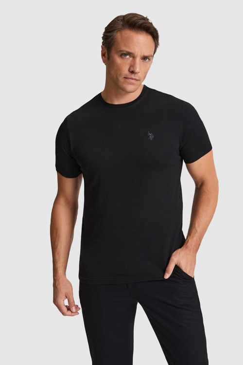 Erkek Siyah Regular Fit Bisiklet YakaTişört 50322518-VR046