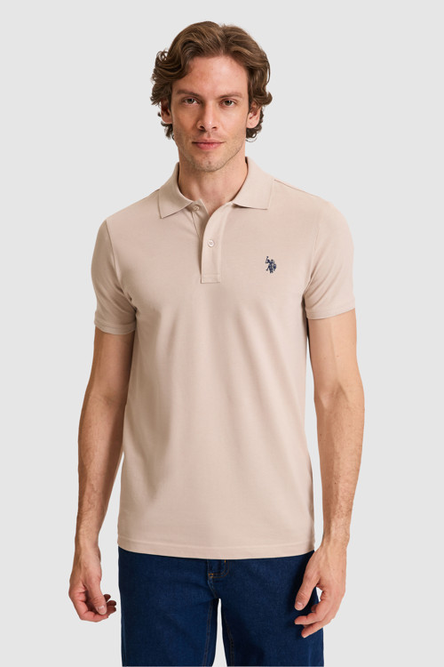 Erkek Slim Fit Polo Yaka Taş Basic Tişört 50322347-VR049