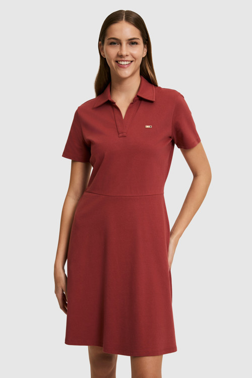 Kadın Vişne Polo Yaka Örme Elbise 50323539-VR223