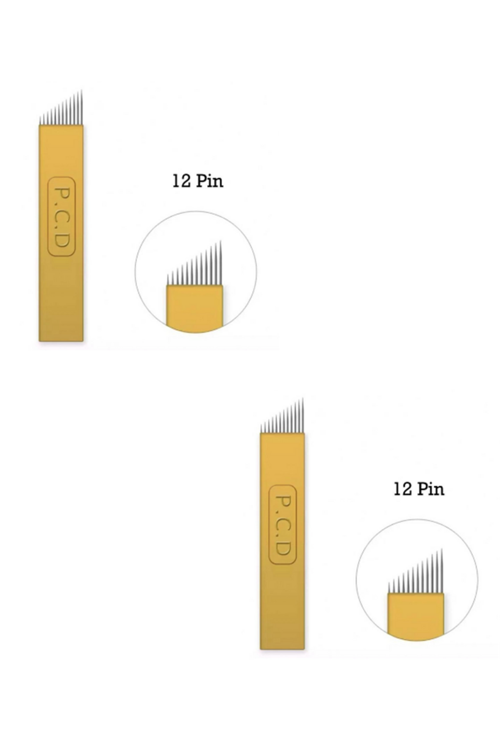 12 Pin Altın Sarı PCD Microblading İğnesi 2'Li Set