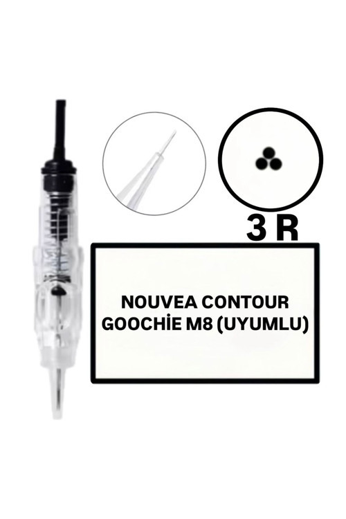 1 Adet R3 ( Nouvea Contour-Goochie M8 Uyumlu ) Değiştirilebilir Kartuş Kalıcı Makyaj Ucu (İğne)