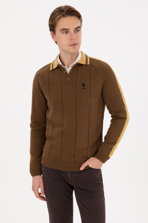 Erkek Regular Fit Polo Yaka Haki Kazak 50315043-VR027