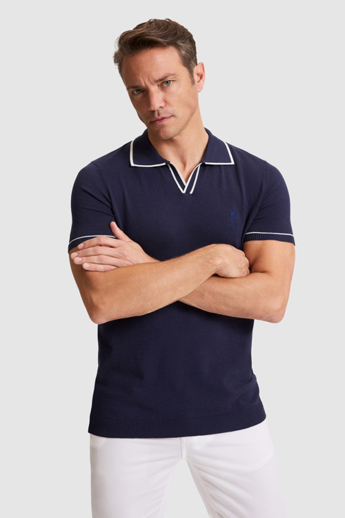 Erkek Lacivert Polo Yaka Triko Tişört 50321682-VR033