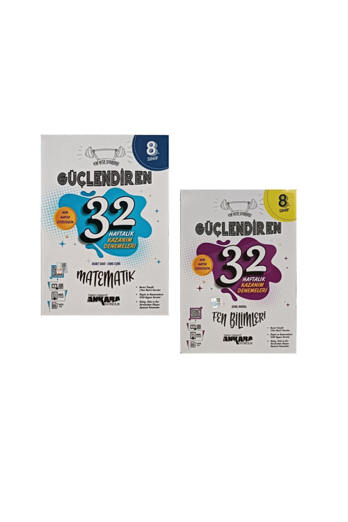 8.sınıf Lgs 2'li Güçlendiren 32 Haftalık Matematik Fen Bilimleri Deneme Seti
