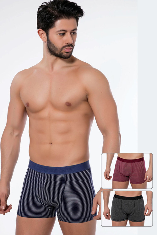 Erkek Asorti 3'Lü Pamuklu Likralı Boxer 736 .