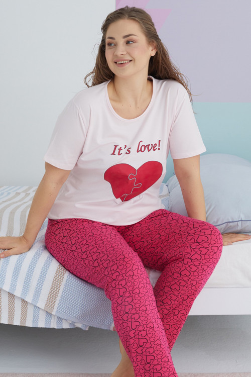 Curve Büyük Beden Battal Boy Pamuklu Örme Pijama Takımı